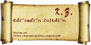 Kármán Zoltán névjegykártya